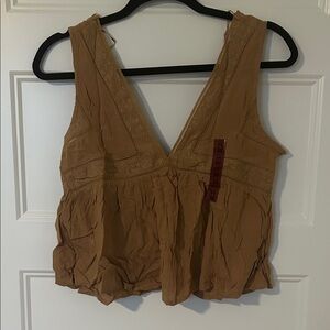 Chic Tan Sleeveless Blouse